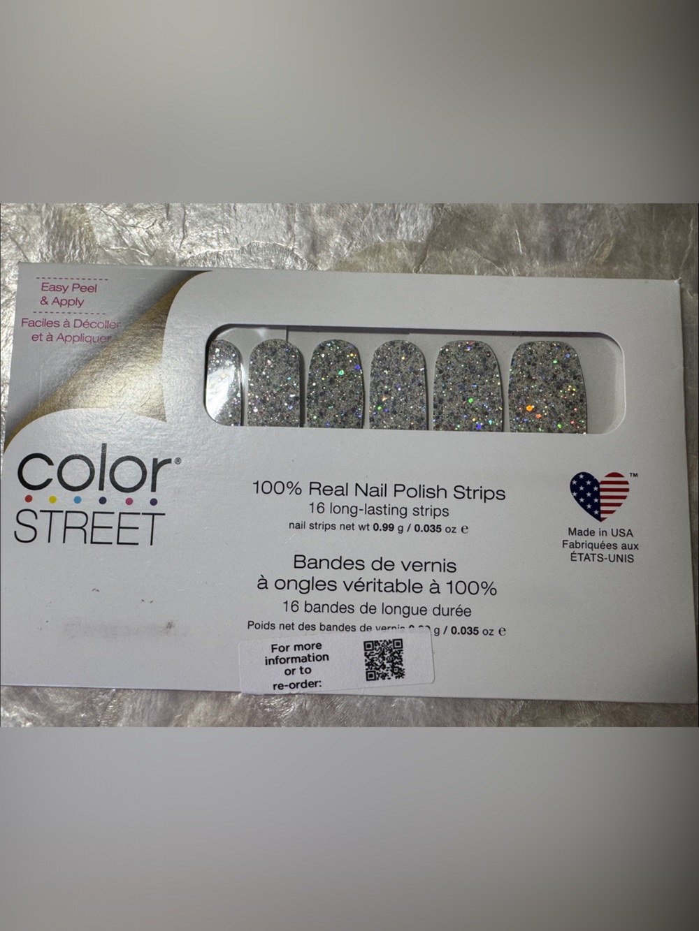 🐷🆕 Color Street Shangri-La Silver Holographic Glitter Nail Strips